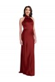 Long Sleeveless Stretch Satin Burgundy A-Line Black Tie Evening Gown / Prom Dress / Bridesmaid Dress Edmonton