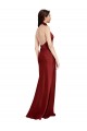 Long Sleeveless Stretch Satin Burgundy A-Line Black Tie Evening Gown / Prom Dress / Bridesmaid Dress Edmonton