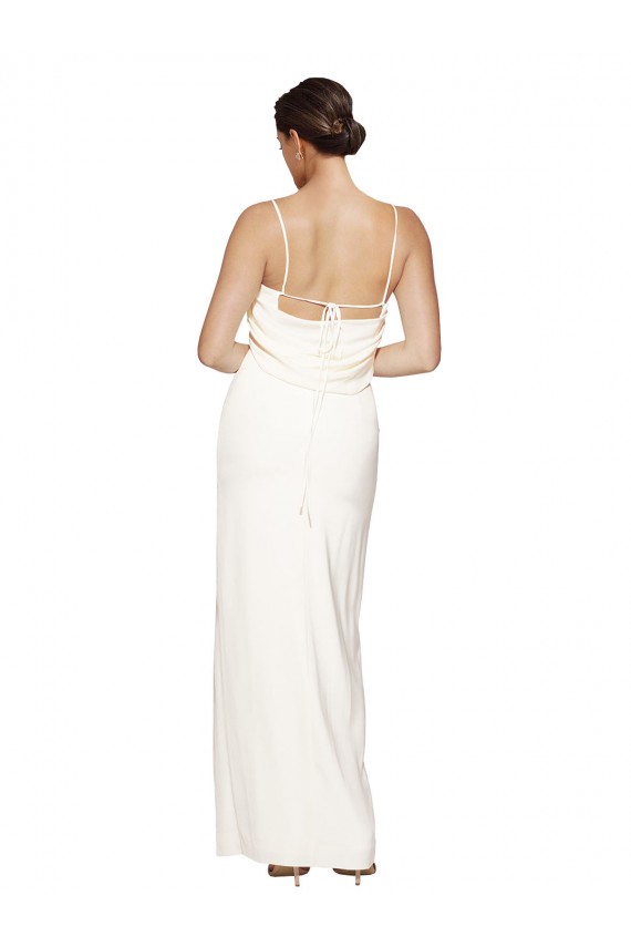 Long Sleeveless Stretch Satin Ivory Sheath Formal Evening Gown / Prom Dress / Bridesmaid Dress Edmonton