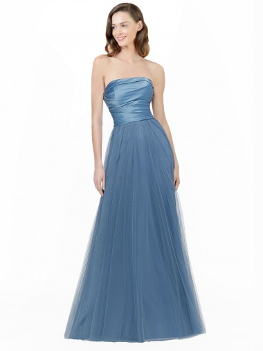 Long Sleeveless Satin & Tulle A-Line Bridesmaid Dress Edmonton