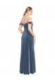 Long Sleeveless Stretch Velvet Dusty Blue A-Line Prom Dress / Bridesmaid Dress Edmonton