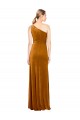 Long Sleeveless Stretch Velvet Gold One Shoulder A-Line Formal Evening Gown / Prom Dress / Bridesmaid Dress Edmonton