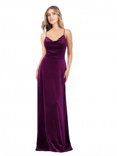 Long Sleeveless Stretch Velvet Grape A-Line Formal Evening Gown / Prom Dress / Bridesmaid Dress Edmonton