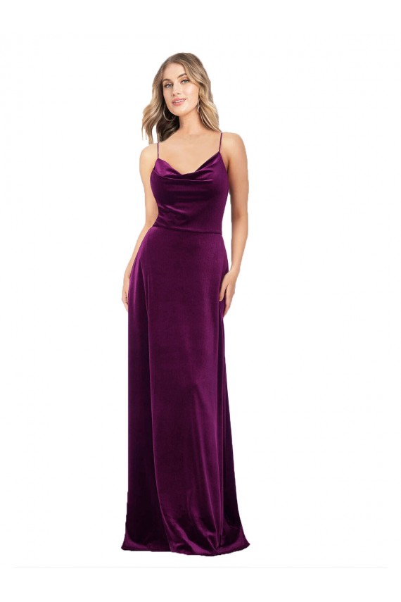 Long Sleeveless Stretch Velvet Grape A-Line Formal Evening Gown / Prom Dress / Bridesmaid Dress Edmonton