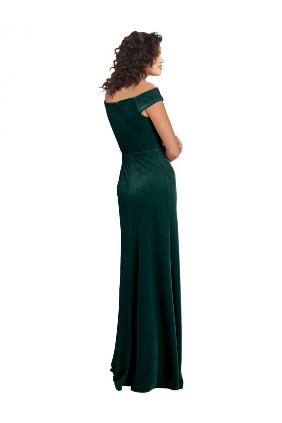 Long Cap Sleeves Stretch Velvet Dark Green A-Line Formal Evening Gown / Prom Dress / Bridesmaid Dress Edmonton