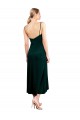 Midi Length Sleeveless Stretch Velvet Dark Green A-Line Prom Dress / Bridesmaid Dress Edmonton