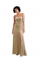 Long Sleeveless Stretch Velvet Champagne A-Line Formal Evening Gown / Prom Dress / Bridesmaid Dress Edmonton