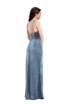 Long Sleeveless Stretch Velvet Dusty Blue Trumpet Formal Evening Gown / Prom Dress / Bridesmaid Dress Edmonton