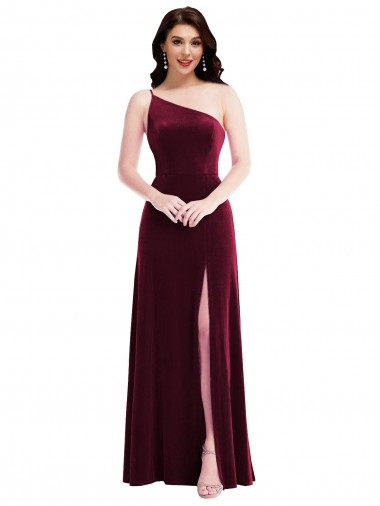 Long Sleeveless Stretch Velvet Burgundy Trumpet Black Tie Evening Dress / Prom Dress / Bridesmaid Dress Edmonton