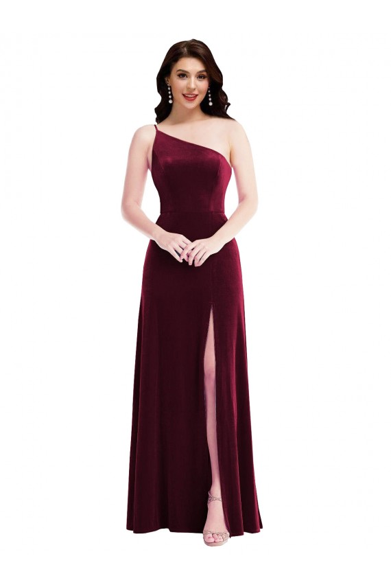 Long Sleeveless Stretch Velvet Burgundy Trumpet Black Tie Evening Dress / Prom Dress / Bridesmaid Dress Edmonton