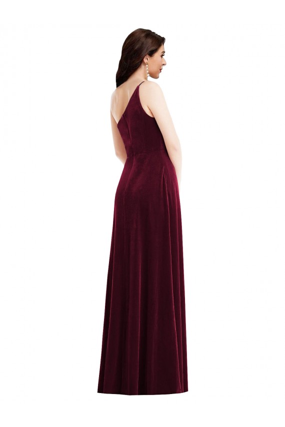 Long Sleeveless Stretch Velvet Burgundy Trumpet Black Tie Evening Dress / Prom Dress / Bridesmaid Dress Edmonton