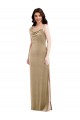 Long Sleeveless Stretch Velvet Champagne Sheath Black Tie Evening Gown / Prom Dress / Bridesmaid Dress Edmonton