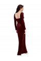 Long Long Sleeves Stretch Velvet Burgundy A-Line Prom Dress / Bridesmaid Dress Edmonton
