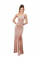 Long Sleeveless Stretch Velvet Pink Sheath Black Tie Evening Gown / Prom Dress / Bridesmaid Dress Edmonton