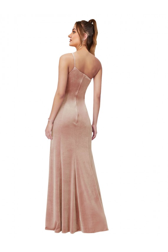 Long Sleeveless Stretch Velvet Pink Sheath Black Tie Evening Gown / Prom Dress / Bridesmaid Dress Edmonton