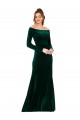 Long Long Sleeves Stretch Velvet Dark Green Sheath Formal Evening Gown / Prom Dress / Bridesmaid Dress Edmonton