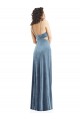 Long Sleeveless Stretch Velvet Dusty Blue Square Neck Sheath Formal Evening Gown / Prom Dress / Bridesmaid Dress Edmonton