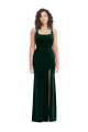 Long Sleeveless Stretch Velvet Dark Green Trumpet Semi Formal Evening Dress / Prom Dress / Bridesmaid Dress Edmonton