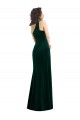 Long Sleeveless Stretch Velvet Dark Green Trumpet Black Tie Prom Dress / Bridesmaid Dress Edmonton