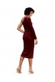 Midi Length Long Sleeves Stretch Velvet Burgundy A-Line Black Tie Prom Dress / Bridesmaid Dress Edmonton