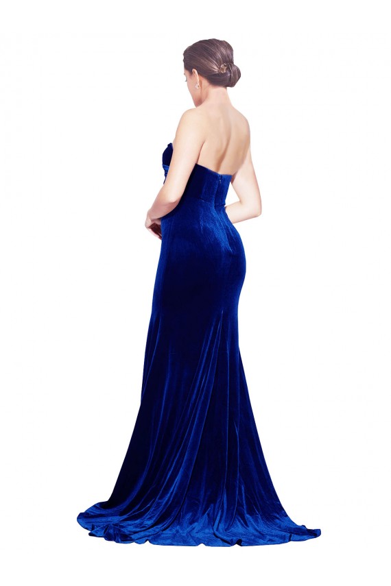 Sweep Train Sleeveless Stretch Velvet Royal Blue Mermaid Formal Evening Gown / Prom Dress / Bridesmaid Dress Edmonton