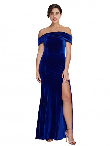 Long Sleeveless Stretch Velvet Royal Blue Mermaid Formal Evening Gown / Prom Dress / Bridesmaid Dress Edmonton