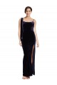 Long Sleeveless Stretch Velvet Dark Navy Sheath Formal Evening Gown / Prom Dress / Bridesmaid Dress Edmonton