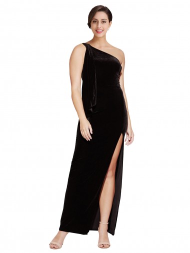 Long Sleeveless Stretch Velvet Black Sheath Formal Evening Gown / Prom Dress / Bridesmaid Dress Edmonton