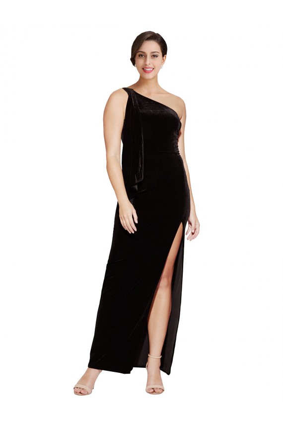 Long Sleeveless Stretch Velvet Black Sheath Formal Evening Gown / Prom Dress / Bridesmaid Dress Edmonton