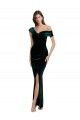 Long Sleeveless Stretch Velvet Dark Green Off the Shoulder Sheath High Low Evening Gown / Prom Dress / Bridesmaid Dress Edmonton