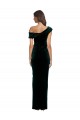 Long Sleeveless Stretch Velvet Dark Green Off the Shoulder Sheath High Low Evening Gown / Prom Dress / Bridesmaid Dress Edmonton