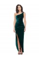 Long Sleeveless Stretch Velvet Dark Green Sheath High Low Evening Gown / Prom Dress / Bridesmaid Dress Edmonton