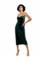 Midi Length Sleeveless Stretch Velvet Dark Green Sheath Formal Dress / Bridesmaid Dress Edmonton