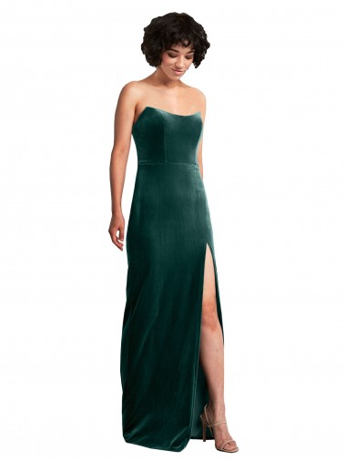 Long Sleeveless Stretch Velvet Dark Green Sheath Black Tie Evening Gown / Prom Dress / Bridesmaid Dress Edmonton