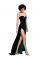 Sweep Train Sleeveless Stretch Velvet Dark Green A-Line Semi Formal Evening Dress / Prom Dress / Bridesmaid Dress Edmonton