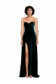 Sweep Train Sleeveless Stretch Velvet Dark Green A-Line Semi Formal Evening Dress / Prom Dress / Bridesmaid Dress Edmonton