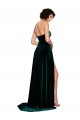 Sweep Train Sleeveless Stretch Velvet Dark Green A-Line Semi Formal Evening Dress / Prom Dress / Bridesmaid Dress Edmonton